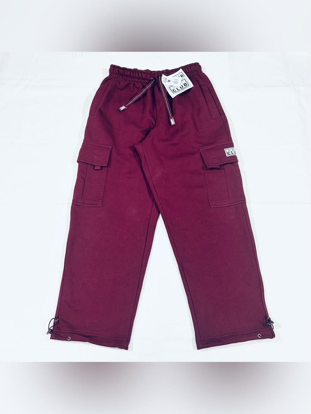NWT Pro Club Mens Medium Heavyweight Heavy Fleece Cargo Pants Maroon Sweatpants